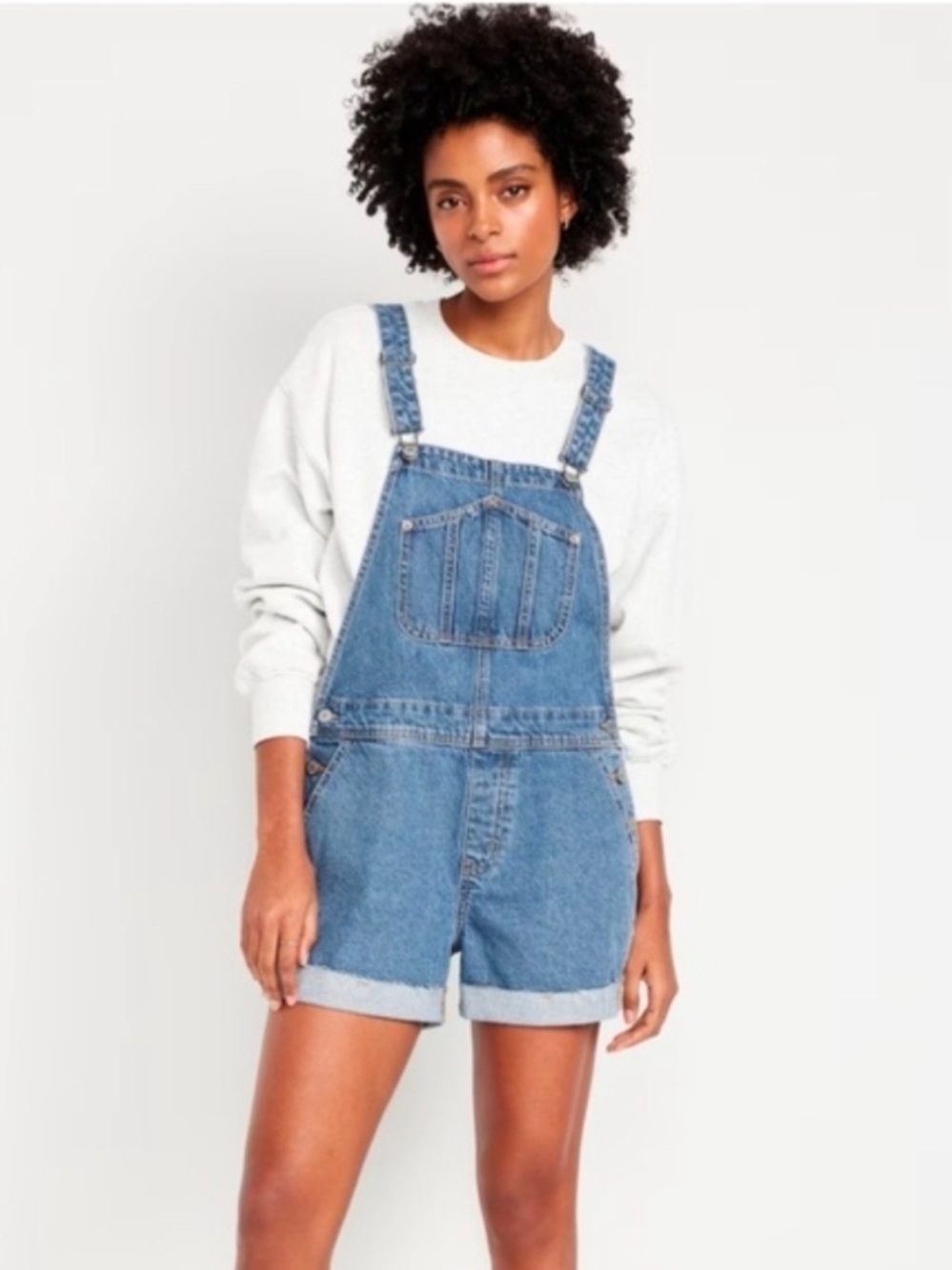 Old Navy Blue Denim Short Overalls Large